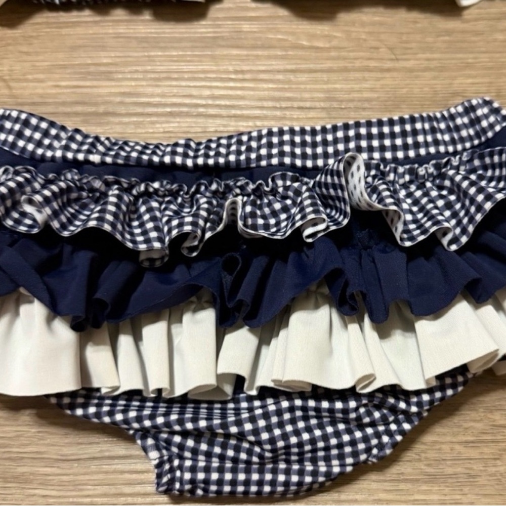 Isobella & Chloe Girls Ruffle Bikini Size 5 Navy White Gingham Patriotic EUC - Picture 4 of 5